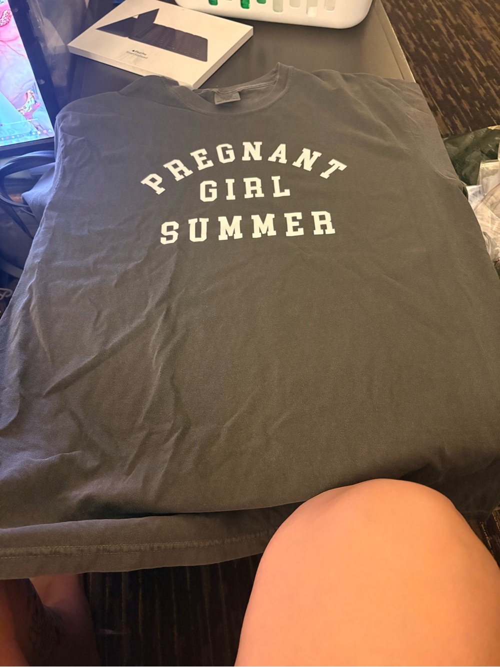 Comfort Colors Gray 'Pregnant Girl Summer' Short Sleeve Tee